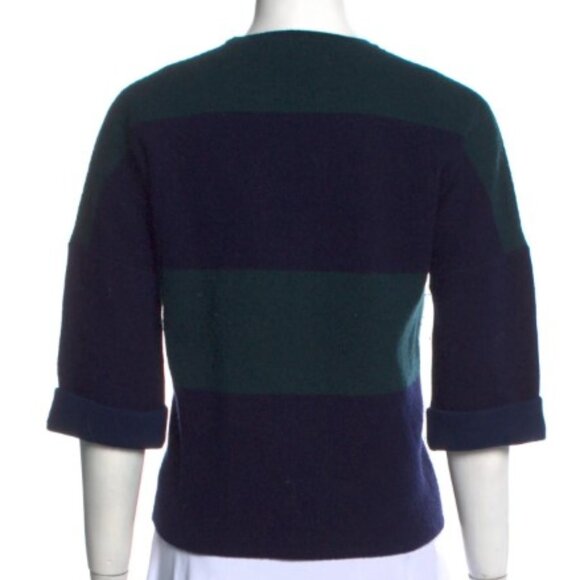 Derek Lam Cashmere Blend Striped Crop Sleeve Sweater- Sz. Sm - Picture 3 of 5